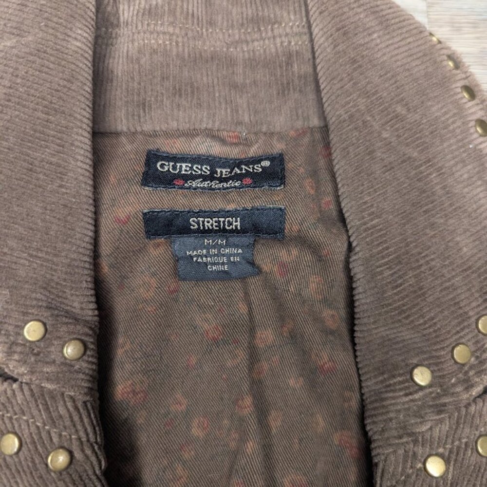 Vintage Guess Jeans * Womens Brown Studded Corduroy Jacket * Sz M - Picture 4 of 11